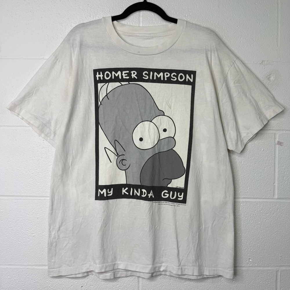 Vintage 90s The Simpsons Homer My Kinda Guy T-Shirt White Single Stitch Large